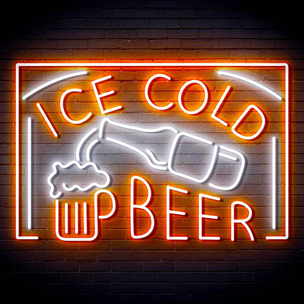 ADVPRO ICE COLD BEER Signage Ultra-Bright LED Neon Sign fn-i4157 - White & Orange