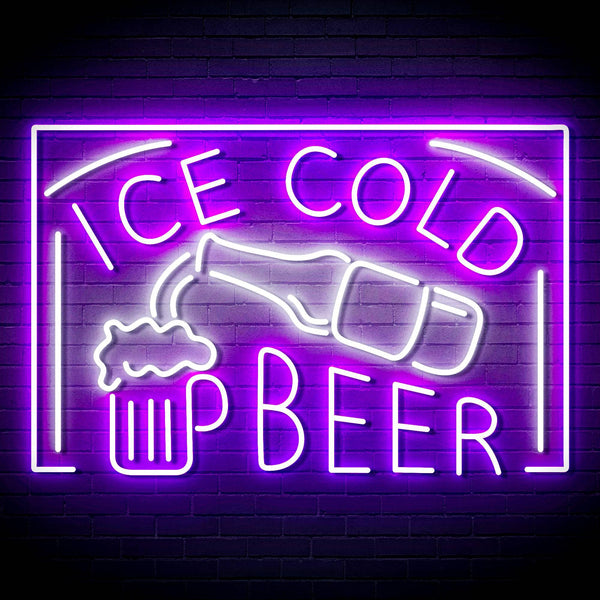 ADVPRO ICE COLD BEER Signage Ultra-Bright LED Neon Sign fn-i4157 - White & Purple