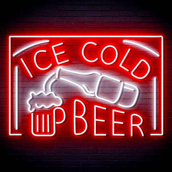 ADVPRO ICE COLD BEER Signage Ultra-Bright LED Neon Sign fn-i4157 - White & Red