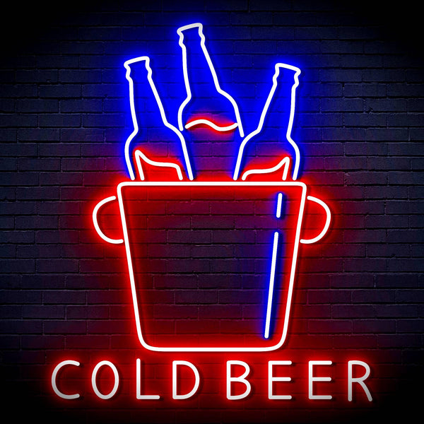 ADVPRO Cold Beer with Bucket of Beers Ultra-Bright LED Neon Sign fn-i4158 - Blue & Red