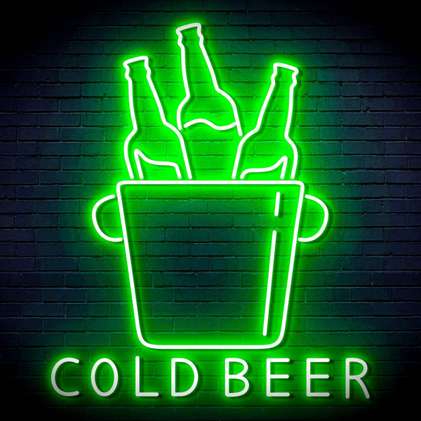 ADVPRO Cold Beer with Bucket of Beers Ultra-Bright LED Neon Sign fn-i4158 - Golden Yellow