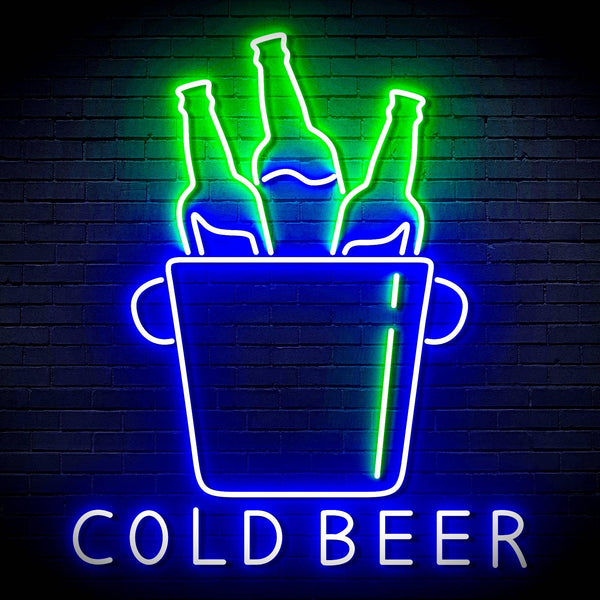 ADVPRO Cold Beer with Bucket of Beers Ultra-Bright LED Neon Sign fn-i4158 - Green & Blue