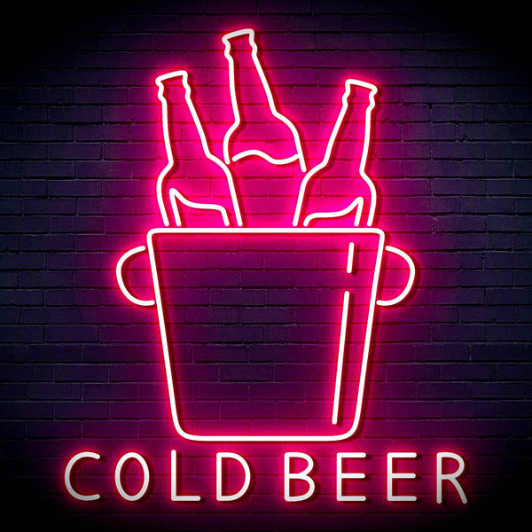 ADVPRO Cold Beer with Bucket of Beers Ultra-Bright LED Neon Sign fn-i4158 - Pink