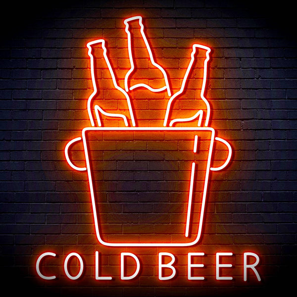 ADVPRO Cold Beer with Bucket of Beers Ultra-Bright LED Neon Sign fn-i4158 - Orange