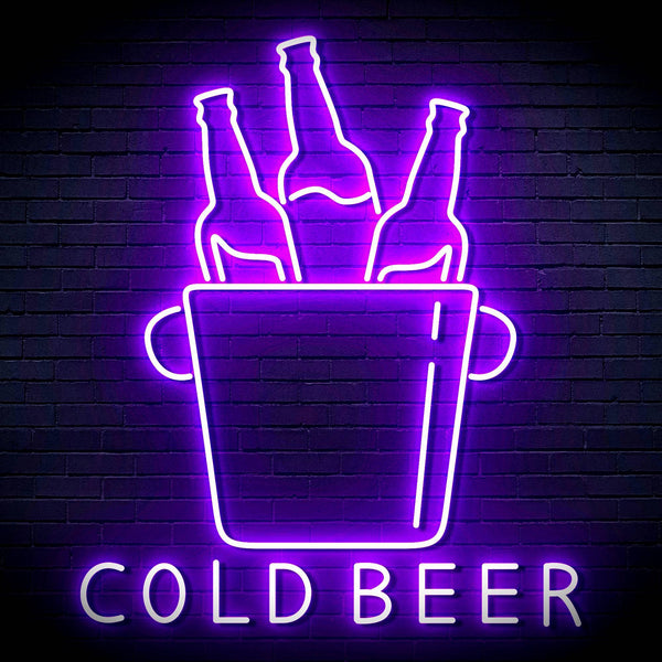 ADVPRO Cold Beer with Bucket of Beers Ultra-Bright LED Neon Sign fn-i4158 - Purple