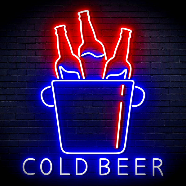 ADVPRO Cold Beer with Bucket of Beers Ultra-Bright LED Neon Sign fn-i4158 - Red & Blue