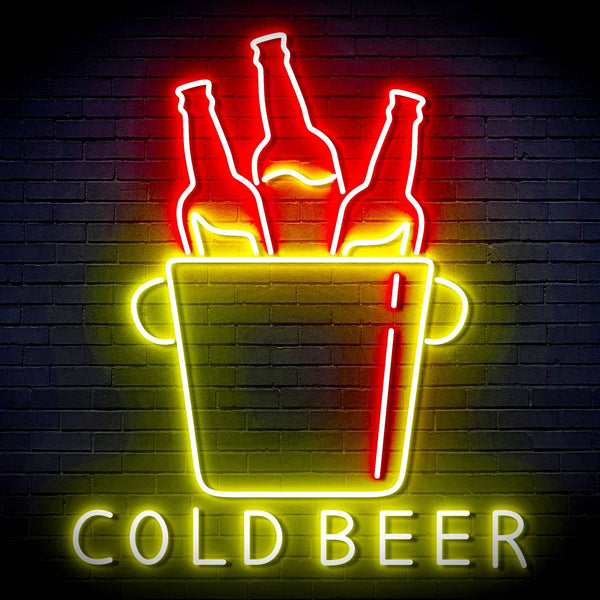 ADVPRO Cold Beer with Bucket of Beers Ultra-Bright LED Neon Sign fn-i4158 - Red & Yellow