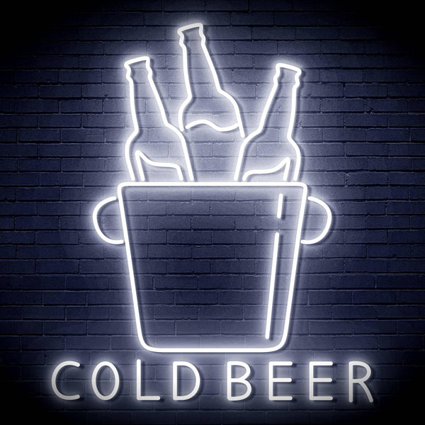 ADVPRO Cold Beer with Bucket of Beers Ultra-Bright LED Neon Sign fn-i4158 - White