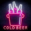ADVPRO Cold Beer with Bucket of Beers Ultra-Bright LED Neon Sign fn-i4158 - White & Pink