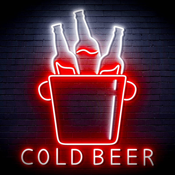 ADVPRO Cold Beer with Bucket of Beers Ultra-Bright LED Neon Sign fn-i4158 - White & Red