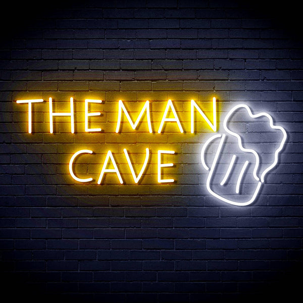 ADVPRO The Man Cave with Beer Mug Signage Ultra-Bright LED Neon Sign fn-i4162 - White & Golden Yellow