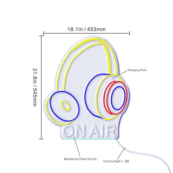 ADVPRO On Air with Headphone Ultra-Bright LED Neon Sign fn-i4165 - Size