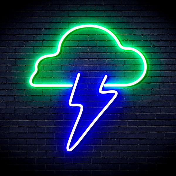 ADVPRO Cloud and Lighting bolt Ultra-Bright LED Neon Sign fnu0003 - Green & Blue