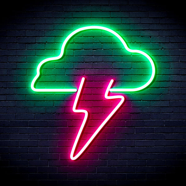 ADVPRO Cloud and Lighting bolt Ultra-Bright LED Neon Sign fnu0003 - Green & Pink