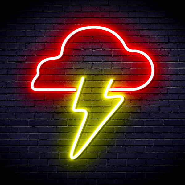 ADVPRO Cloud and Lighting bolt Ultra-Bright LED Neon Sign fnu0003 - Red & Yellow