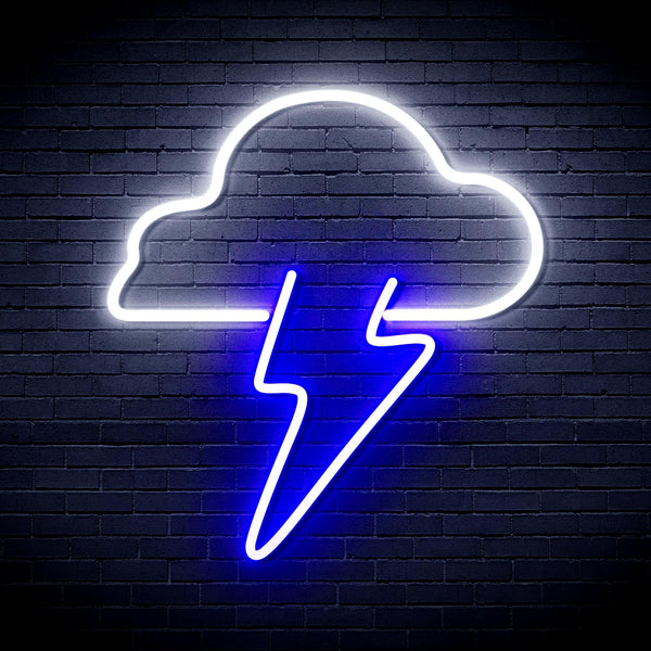 ADVPRO Cloud and Lighting bolt Ultra-Bright LED Neon Sign fnu0003 - White & Blue