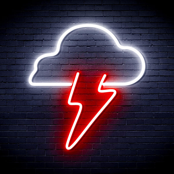 ADVPRO Cloud and Lighting bolt Ultra-Bright LED Neon Sign fnu0003 - White & Red