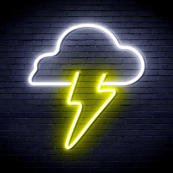 ADVPRO Cloud and Lighting bolt Ultra-Bright LED Neon Sign fnu0003 - White & Yellow