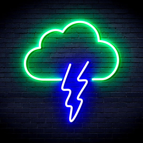 ADVPRO Cloud and Thunder Ultra-Bright LED Neon Sign fnu0008 - Green & Blue