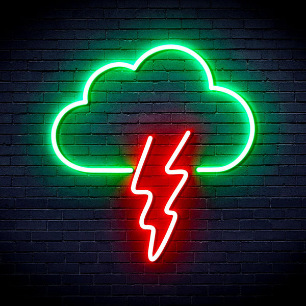 ADVPRO Cloud and Thunder Ultra-Bright LED Neon Sign fnu0008 - Green & Red