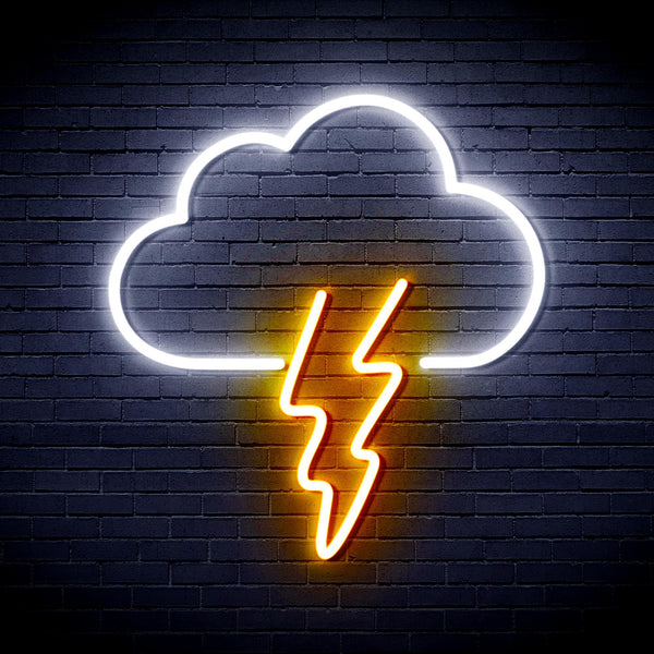 ADVPRO Cloud and Thunder Ultra-Bright LED Neon Sign fnu0008 - White & Golden Yellow