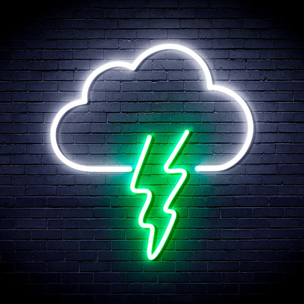 ADVPRO Cloud and Thunder Ultra-Bright LED Neon Sign fnu0008 - White & Green