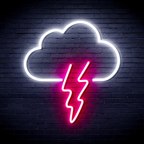 ADVPRO Cloud and Thunder Ultra-Bright LED Neon Sign fnu0008 - White & Pink