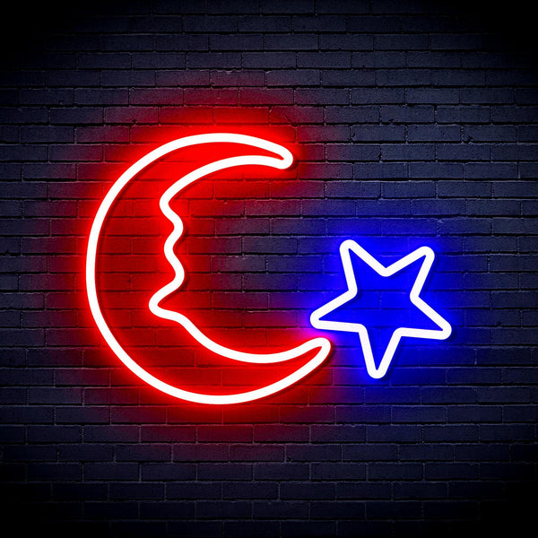 ADVPRO Moon and Star Ultra-Bright LED Neon Sign fnu0009 - Blue & Red
