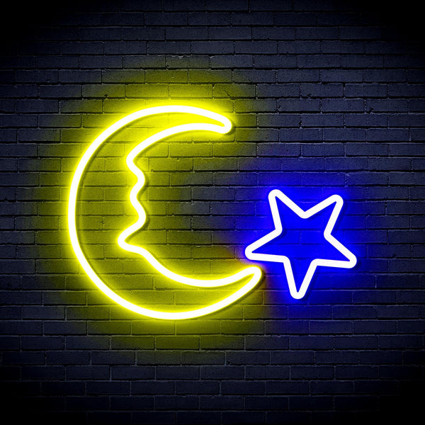 ADVPRO Moon and Star Ultra-Bright LED Neon Sign fnu0009 - Blue & Yellow