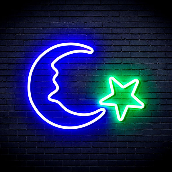 ADVPRO Moon and Star Ultra-Bright LED Neon Sign fnu0009 - Green & Blue