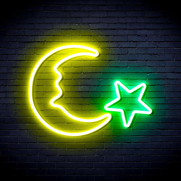 ADVPRO Moon and Star Ultra-Bright LED Neon Sign fnu0009 - Green & Yellow