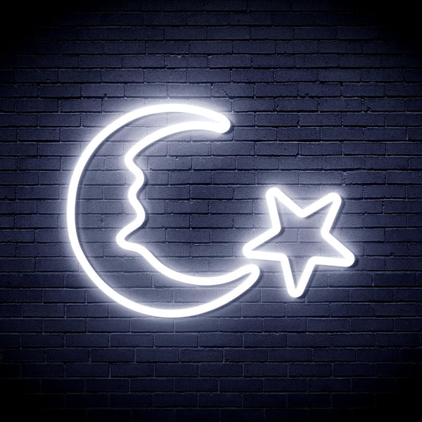 ADVPRO Moon and Star Ultra-Bright LED Neon Sign fnu0009 - White
