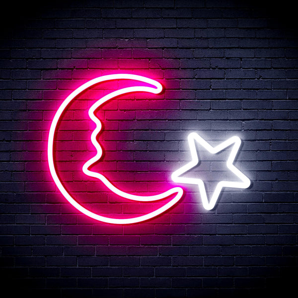 ADVPRO Moon and Star Ultra-Bright LED Neon Sign fnu0009 - White & Pink