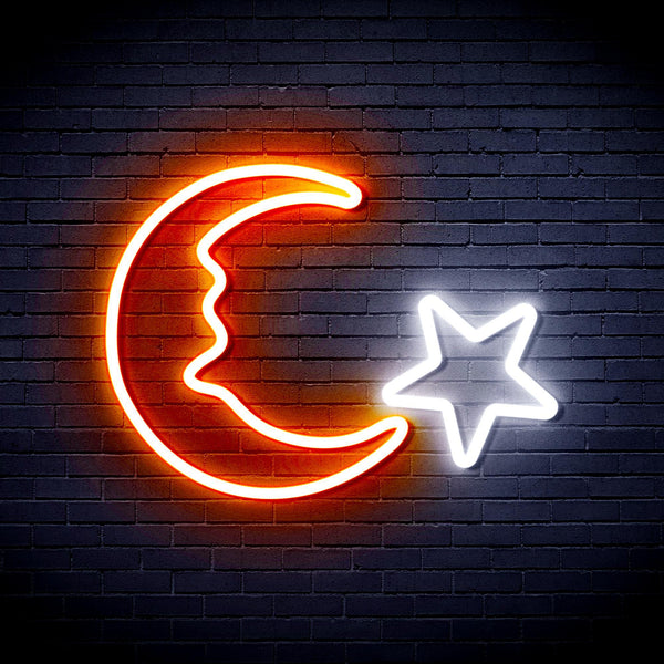 ADVPRO Moon and Star Ultra-Bright LED Neon Sign fnu0009 - White & Orange