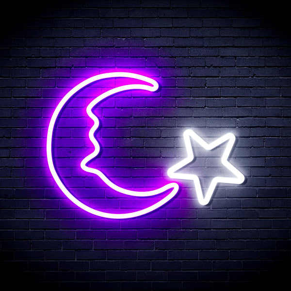 ADVPRO Moon and Star Ultra-Bright LED Neon Sign fnu0009 - White & Purple