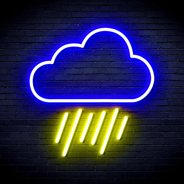 ADVPRO Cloud and Raining Ultra-Bright LED Neon Sign fnu0010 - Blue & Yellow