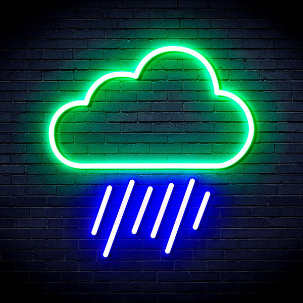 ADVPRO Cloud and Raining Ultra-Bright LED Neon Sign fnu0010 - Green & Blue
