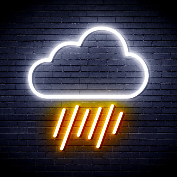 ADVPRO Cloud and Raining Ultra-Bright LED Neon Sign fnu0010 - White & Golden Yellow