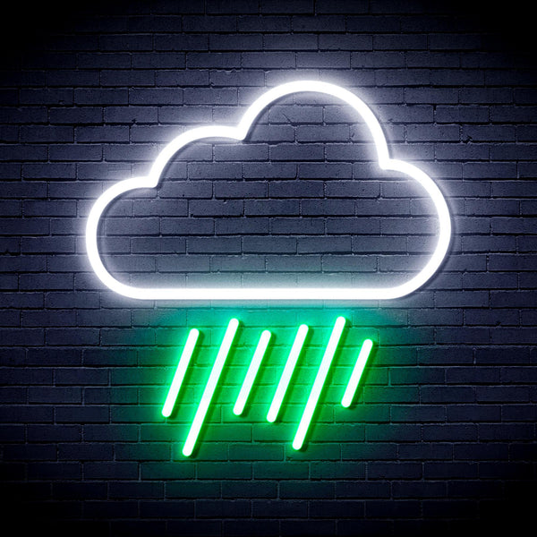 ADVPRO Cloud and Raining Ultra-Bright LED Neon Sign fnu0010 - White & Green