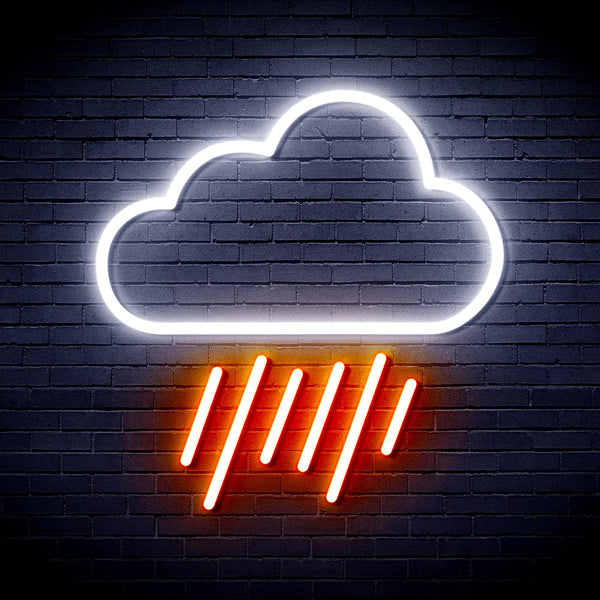 ADVPRO Cloud and Raining Ultra-Bright LED Neon Sign fnu0010 - White & Orange