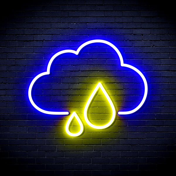ADVPRO Cloud and Rain Droplet Ultra-Bright LED Neon Sign fnu0011 - Blue & Yellow
