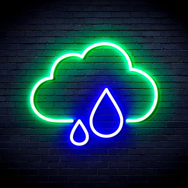 ADVPRO Cloud and Rain Droplet Ultra-Bright LED Neon Sign fnu0011 - Green & Blue