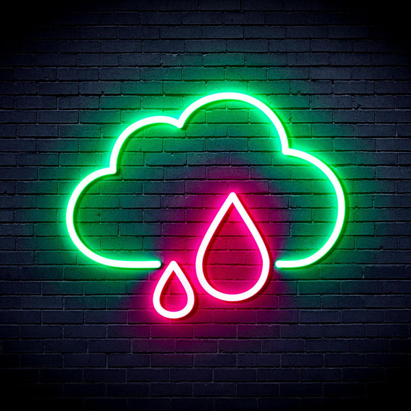 ADVPRO Cloud and Rain Droplet Ultra-Bright LED Neon Sign fnu0011 - Green & Pink