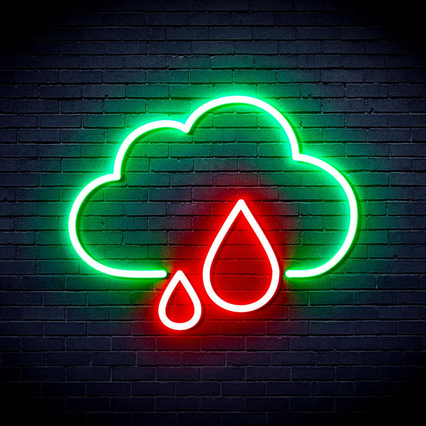 ADVPRO Cloud and Rain Droplet Ultra-Bright LED Neon Sign fnu0011 - Green & Red