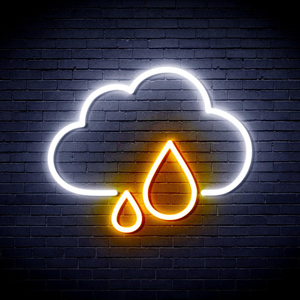ADVPRO Cloud and Rain Droplet Ultra-Bright LED Neon Sign fnu0011 - White & Golden Yellow
