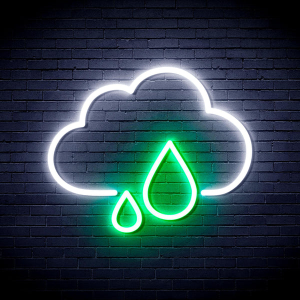 ADVPRO Cloud and Rain Droplet Ultra-Bright LED Neon Sign fnu0011 - White & Green