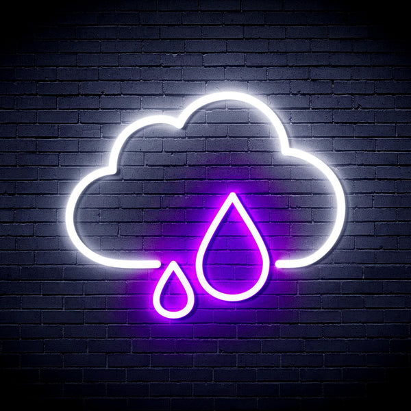 ADVPRO Cloud and Rain Droplet Ultra-Bright LED Neon Sign fnu0011 - White & Purple