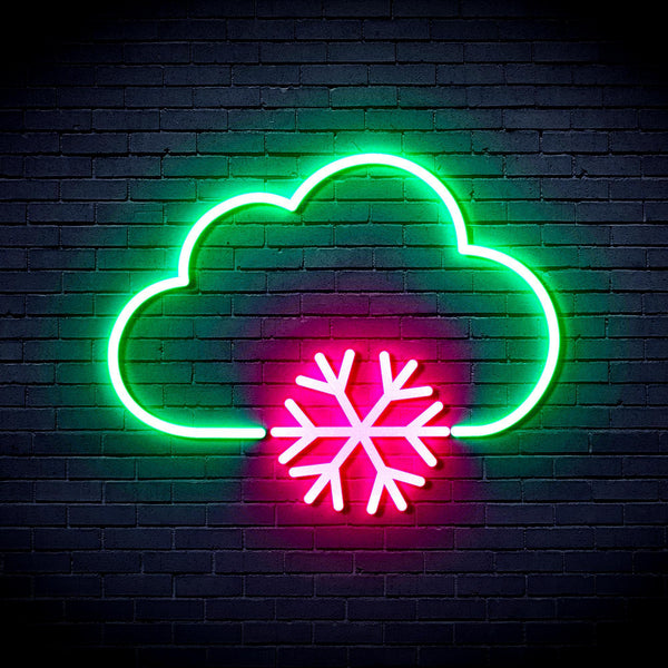 ADVPRO Cloud and Snowflake Ultra-Bright LED Neon Sign fnu0013 - Green & Pink