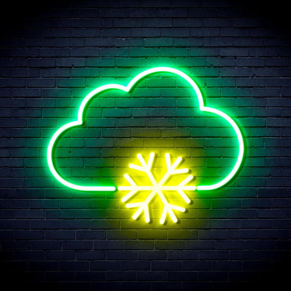 ADVPRO Cloud and Snowflake Ultra-Bright LED Neon Sign fnu0013 - Green & Yellow