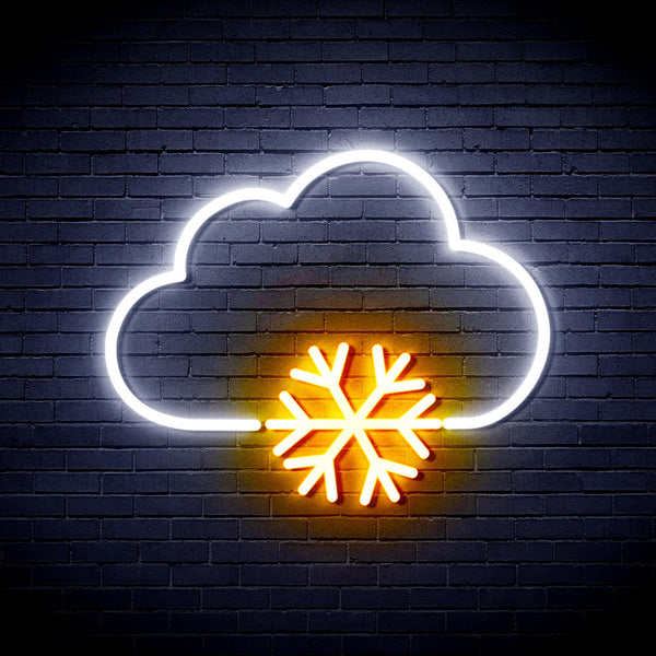 ADVPRO Cloud and Snowflake Ultra-Bright LED Neon Sign fnu0013 - White & Golden Yellow